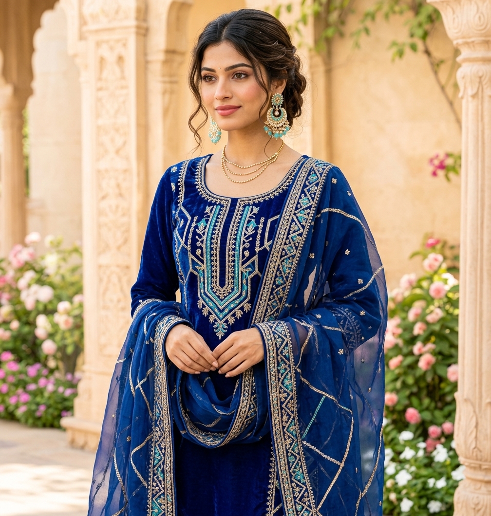 Woman wearing elegant Punjabi clothing